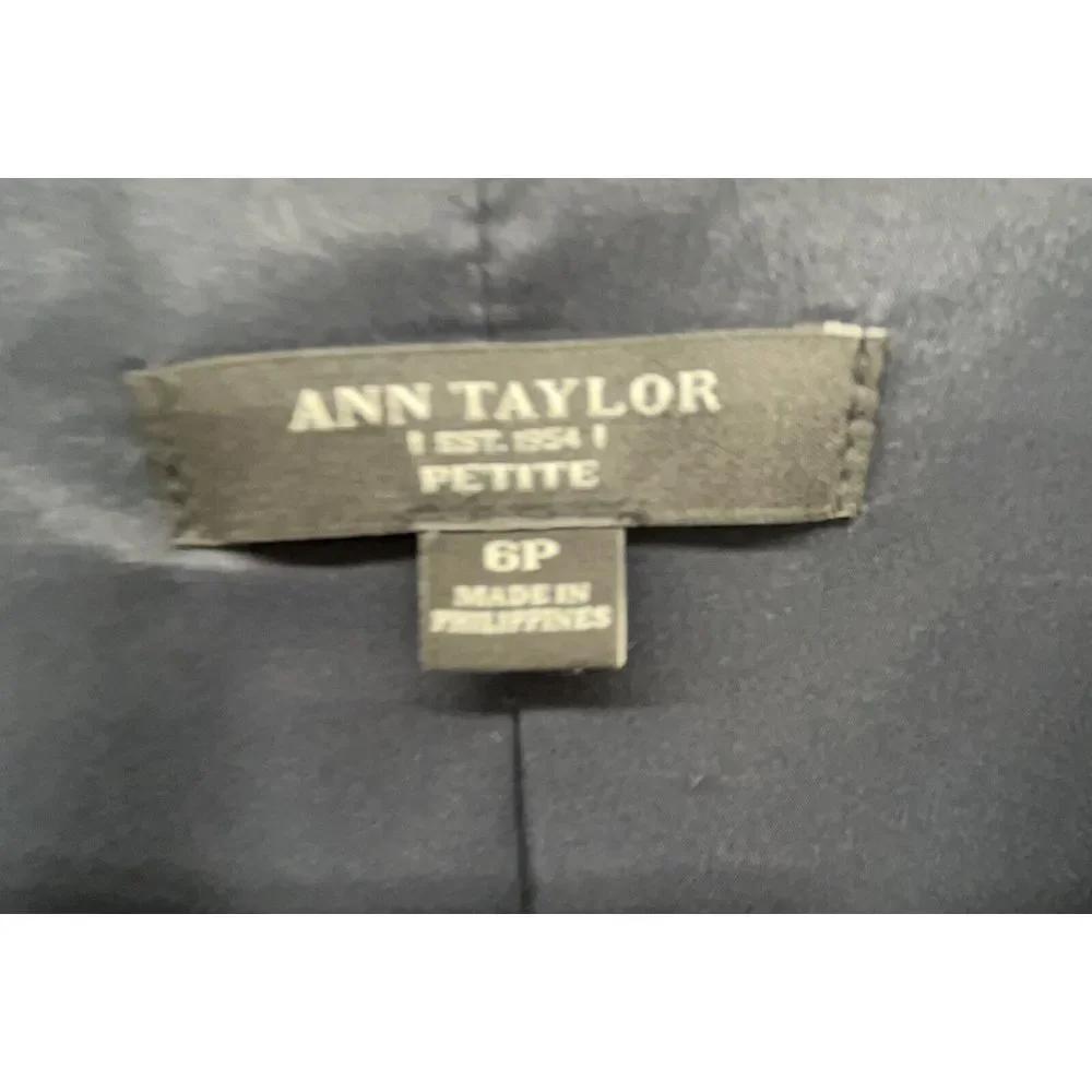 Ann Taylor Petite Blazer 6P‎ Blue Dbl Breasted Crop Lined Stretch Jacket Career